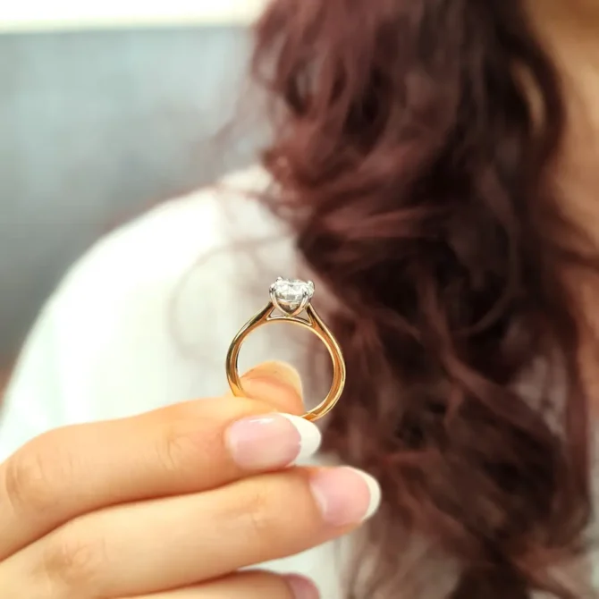 4 claw classic solitaire engagement ring on hand sr138 made in Ireland -5