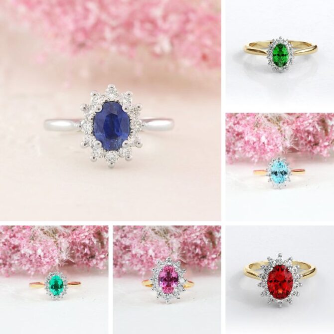 Princess Diana Kate Middleton Ring with different gemstones