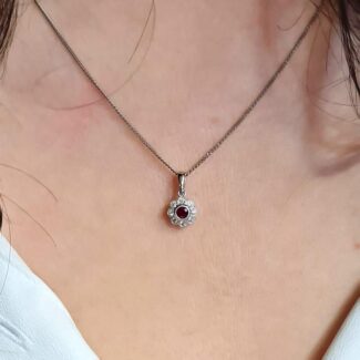 0.29ct Ruby and 0.11ct Diamond Pendant 18k White Gold