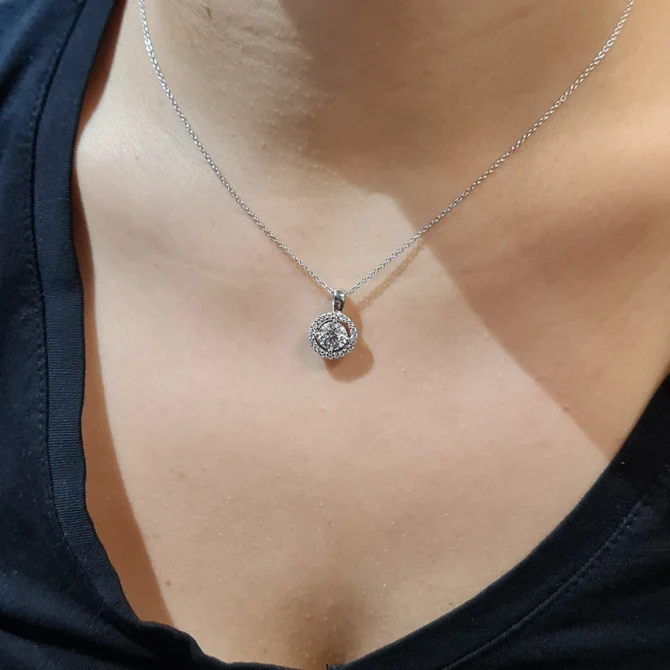 BPN045 18k White Gold Diamond and Moissanite Pendant-1