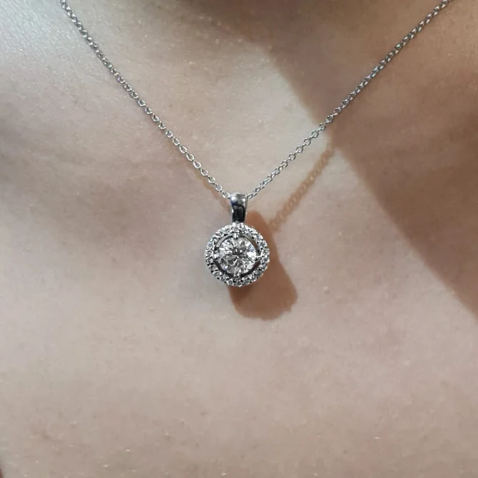 BPN045 18k White Gold Diamond and Moissanite Pendant-2