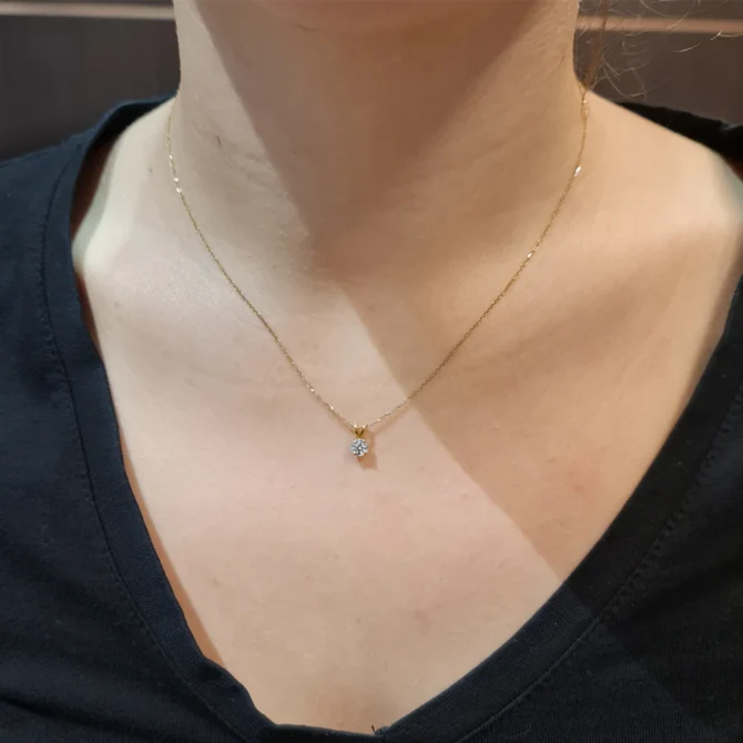 BPN301 - 18k Yellow Gold 0.35ct Round Cut Lab Grown Diamond Pendant-1