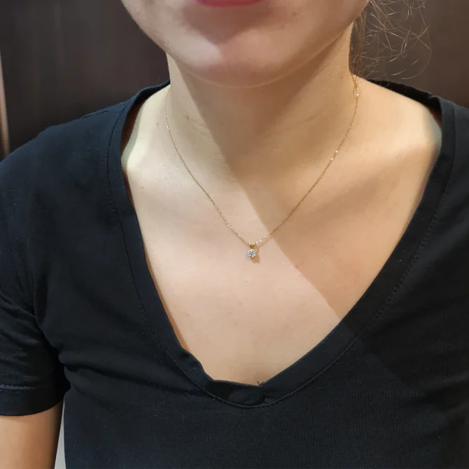 BPN301 - 18k Yellow Gold 0.35ct Round Cut Lab Grown Diamond Pendant-2