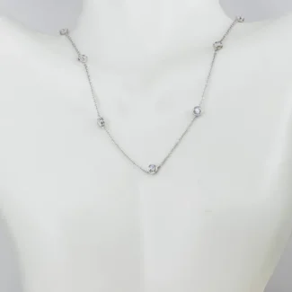 Besel set diamond necklace with 0.77ct of lab diamonds in white gold BPN043 white background