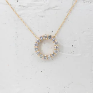 Lab grown circle of life pendant in 18k yellow gold BPN052-2