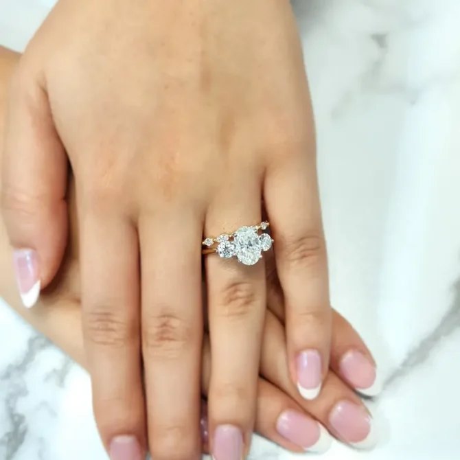 Oval trilogy diamond ring on hand made in Ireland-tr1085-2