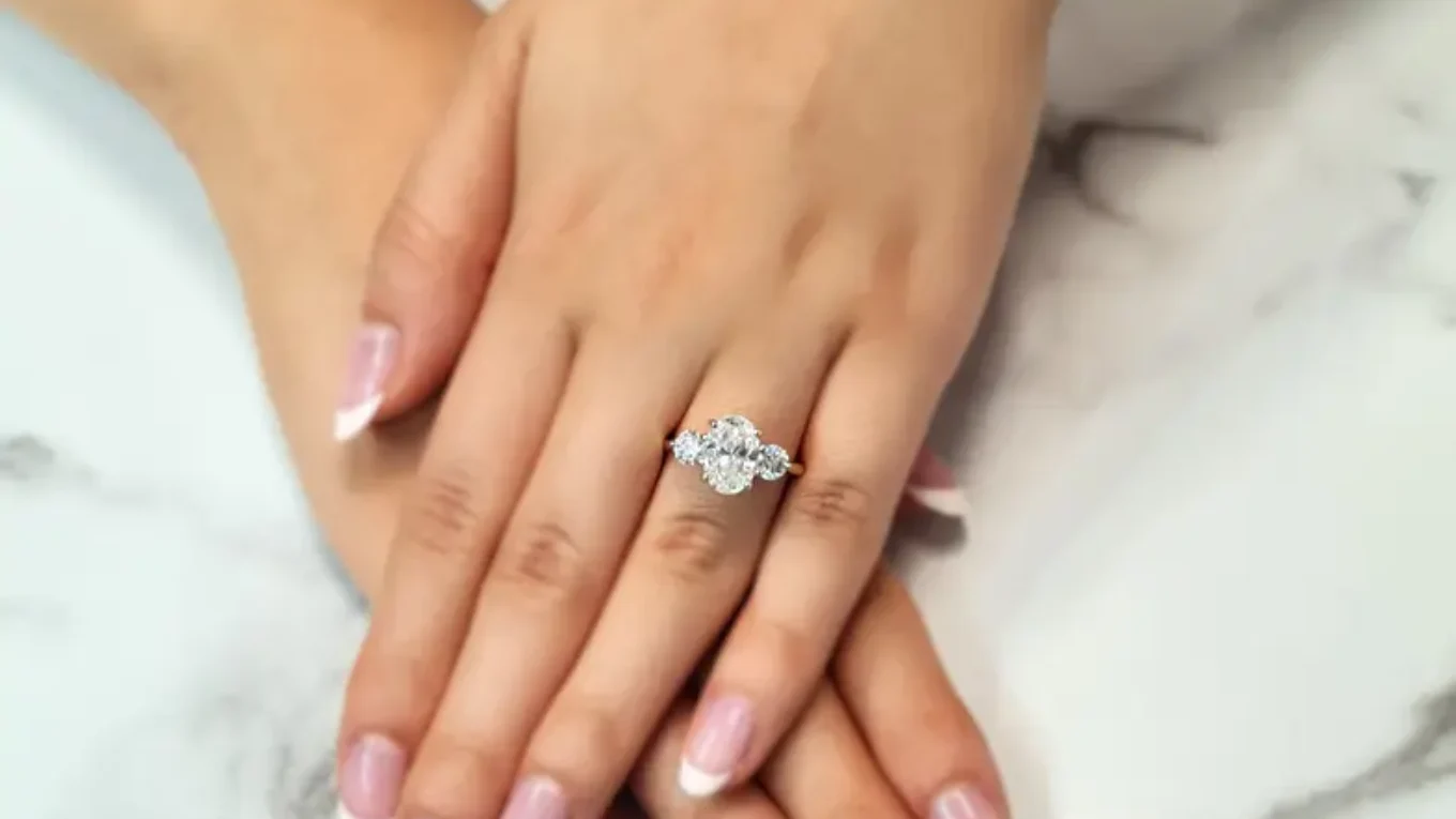 Oval trilogy diamond ring on hand made in Ireland-tr1085-5