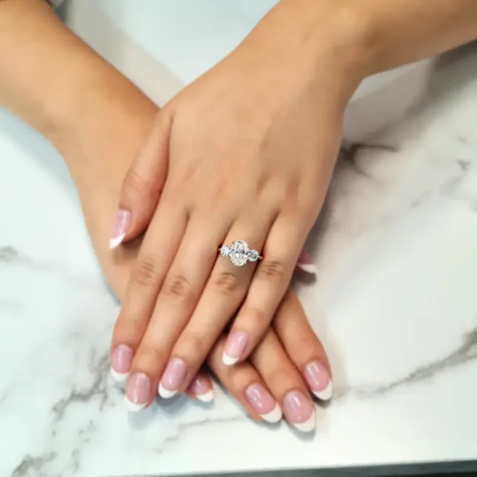 Oval trilogy diamond ring on hand made in Ireland-tr1085-5