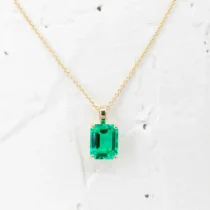 4ct Emerald Cut Solitaire Emerald Pendant PN188 - Lab