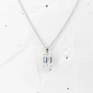 1.5ct Emerald Cut Solitaire Moissanite Pendant PN190 - Lab