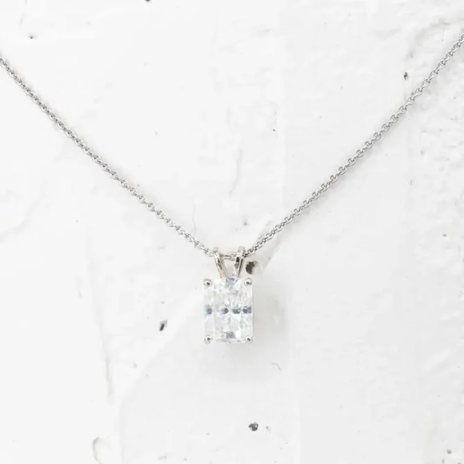 1.50ct Radiant Cut Solitaire Moissanite Pendant PN201 - Lab