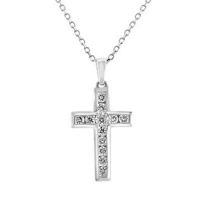 feature image of diamond channel set cross pendant necklace pn065