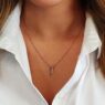 real model image of 9k rose gold diamond pendant necklace pn010
