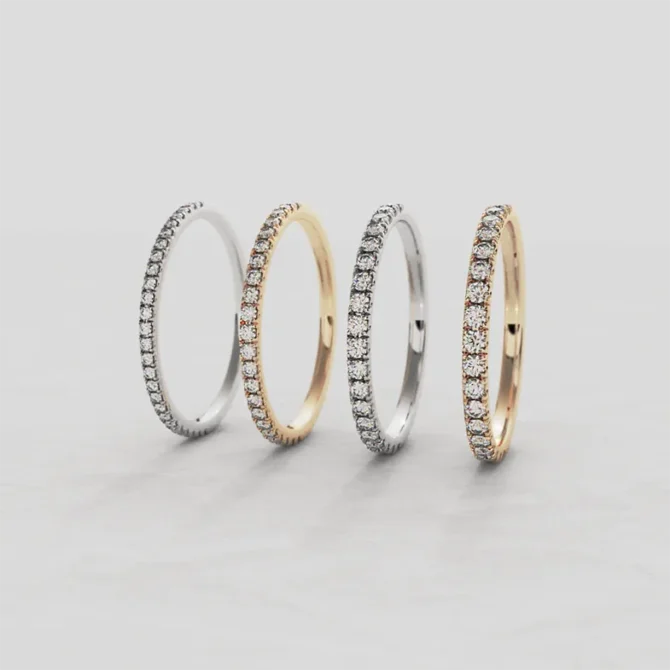 1.5 to 1.8mm claw set ladies diamond wedding rings