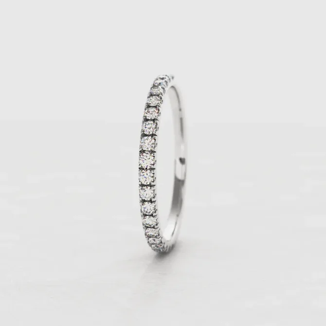 1.7mm claw set wedding ring white gold