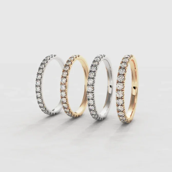 1.9mm to 2.2mm claw set ladies diamond wedding ring