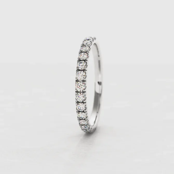2mm claw set wedding ring white gold