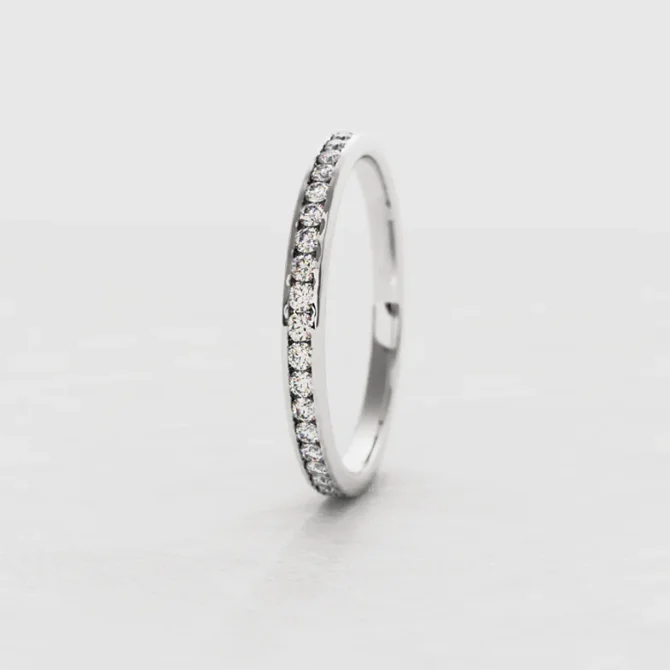 2mm white gold channel set wedding ring