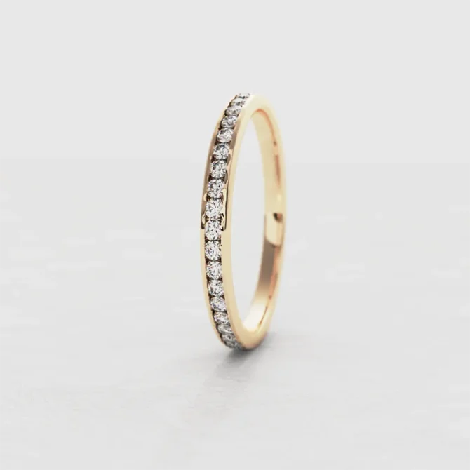 2mm yellow gold channel set wedding ring