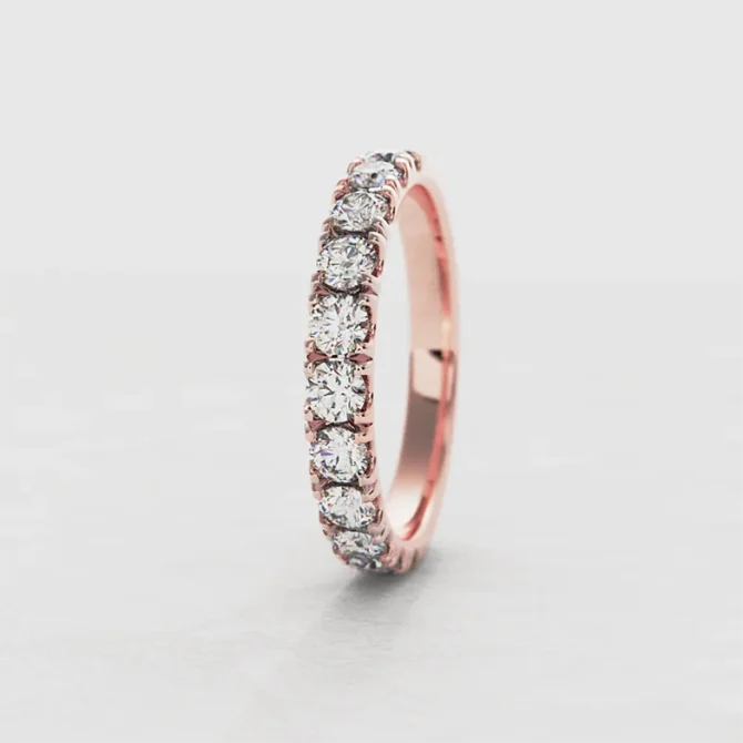 3mm claw set wedding ring rose gold