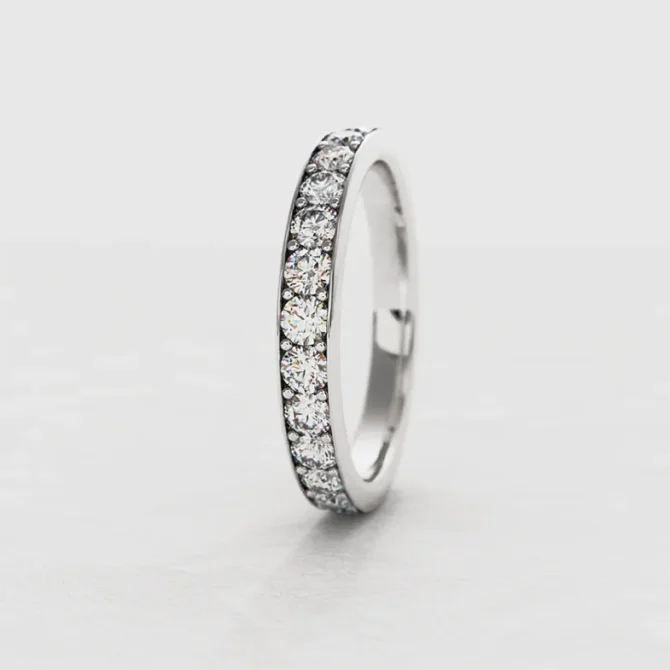 3mm pave set ladies diamond wedding ring white gold