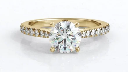Most Popular Engagement Ring in Cork 2024 5 - Round Side Stone Gold