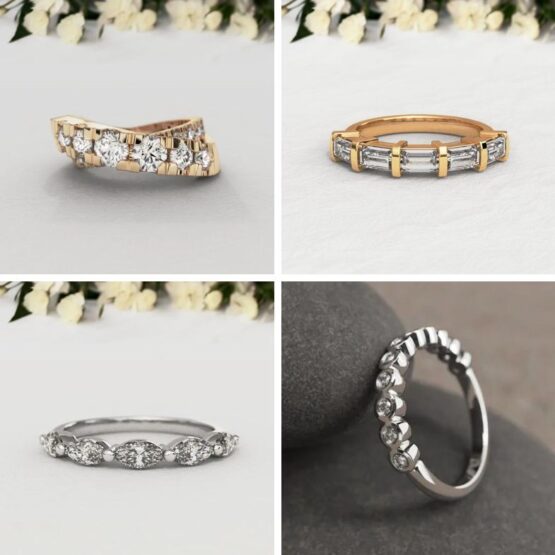 Custom-designed eternity rings blending traditional elegance with unique, modern twists for tailored sophistication.