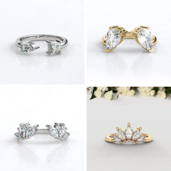 4 unusual crown and kissing wedding bands