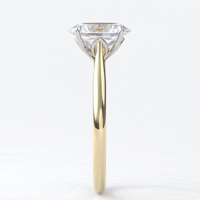 Tulip style oval diamond engagement ring Dublin in yellow gold side view SR1093 sb5888