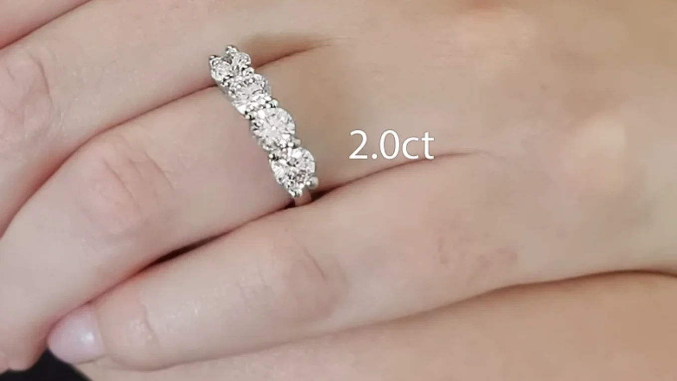 4 stone diamond ring on hand made in Ireland et4002-2.0ct on hand 2