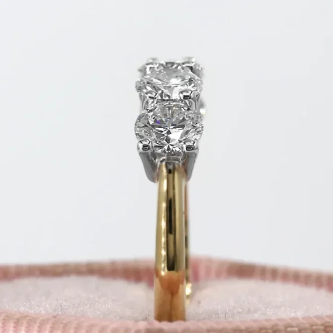 5 Stone Eternity Ring Straight and Shared Claws Side View