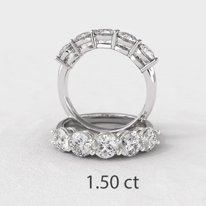 5 stone diamond ring in white gold made in Dublin 1.5ct ET5002