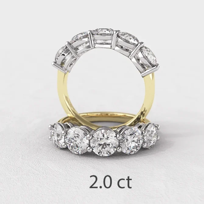 5 stone diamond eternity ring in yellow gold made in Dublin 2.0ct ET5002