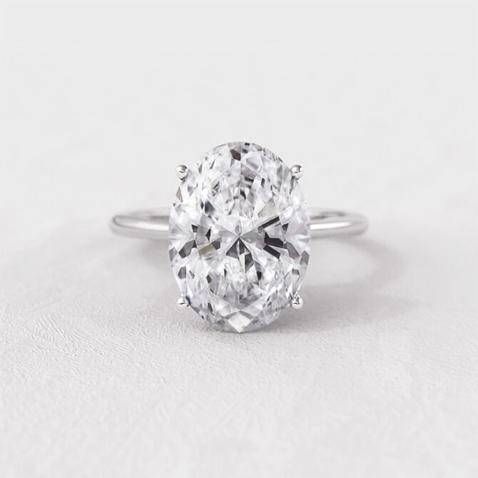 5.0ct Oval Cut Solitaire Lab Grown Diamond 18k White Gold Engagement Ring