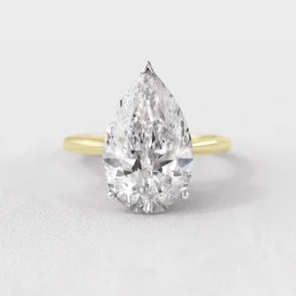 5.0ct Pear Cut Solitaire Lab Grown Diamond 18k Yellow Gold Engagement Ring