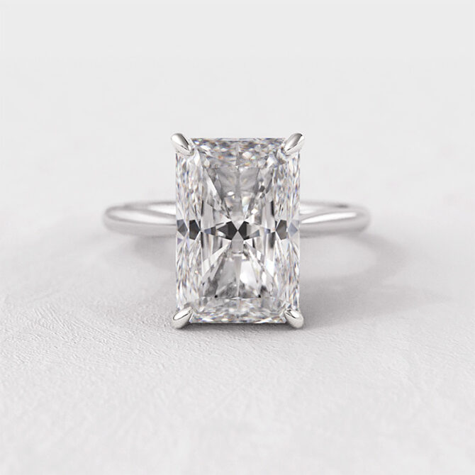 5.0ct Radiant Cut Solitaire Lab Grown Diamond 18k White Gold Engagement Ring
