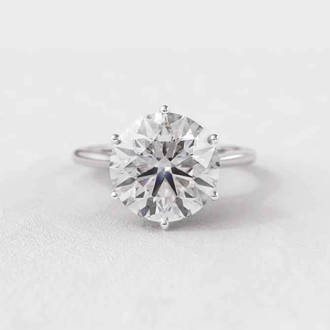 5.0ct Round Solitaire Lab Grown Diamond 18k White Gold Engagement Ring