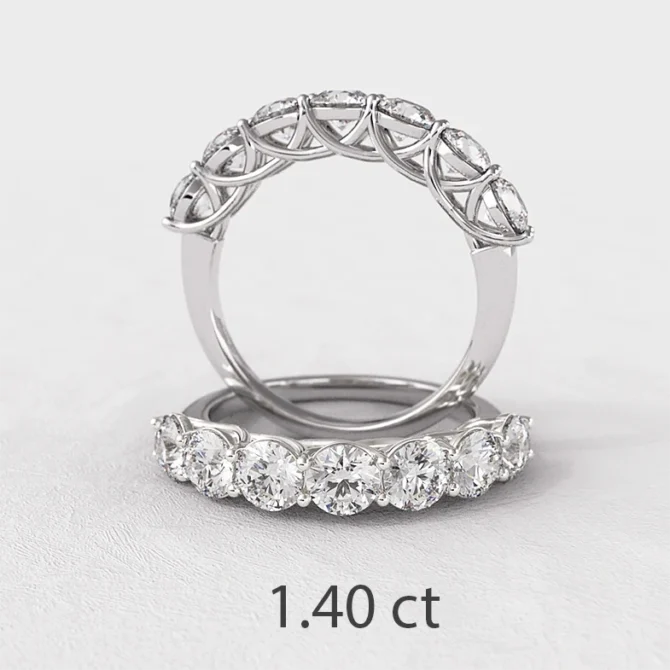 7 stone diamond ring - white gold or platinum total 1.40ct made in Dublin Ireland et7002