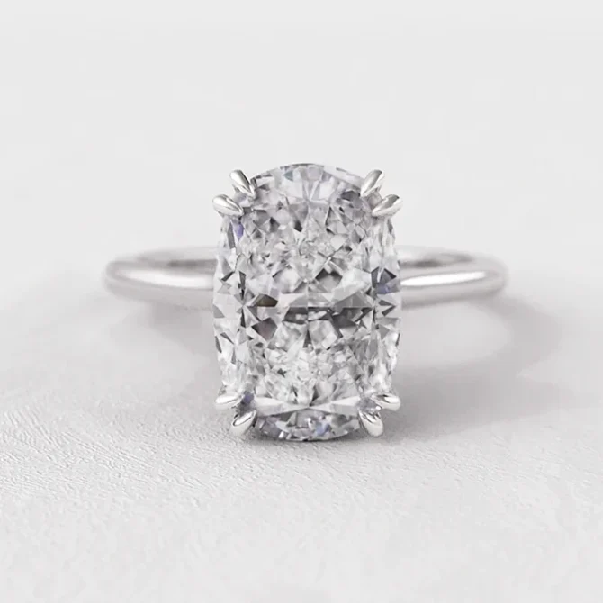 8.0ct Cushion Cut Solitaire Lab Grown Diamond 18k White Gold Engagement Ring