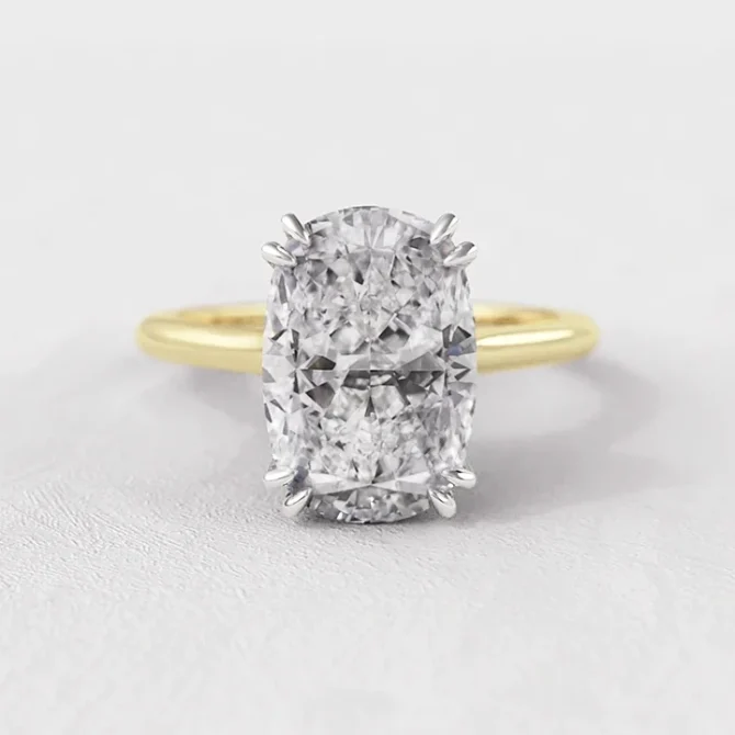8.0ct Cushion Cut Solitaire Lab Grown Diamond 18k Yellow Gold Engagement Ring
