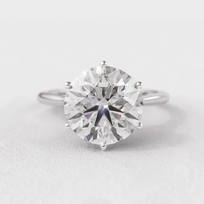 8.0ct Round Solitaire Lab Grown Diamond 18k White Gold Engagement Ring