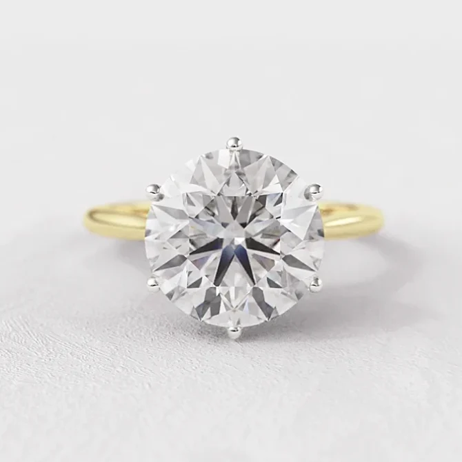 8.0ct Round Solitaire Lab Grown Diamond 18k Yellow Gold Engagement Ring