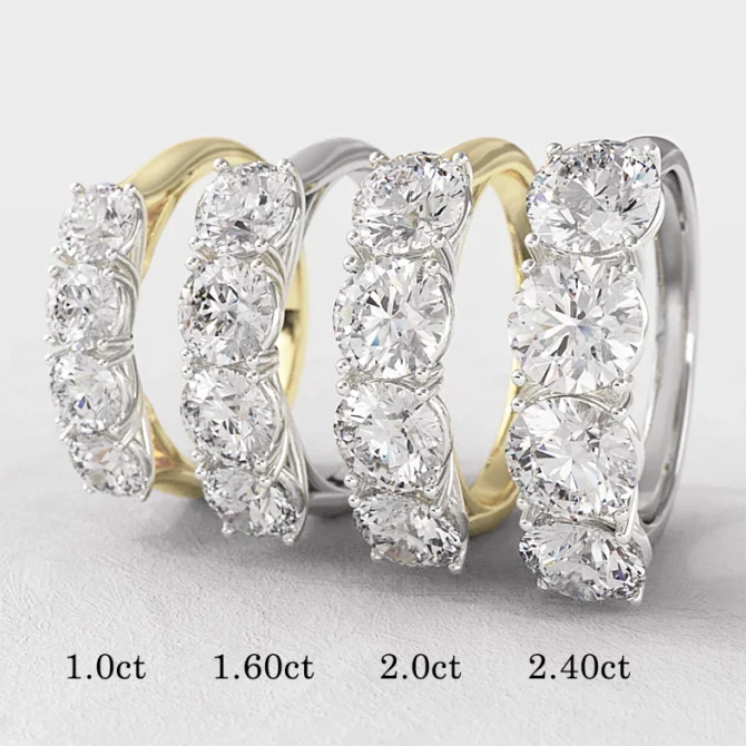 Four stone diamond ring in white gold and yellow gold et4001 4 in a row