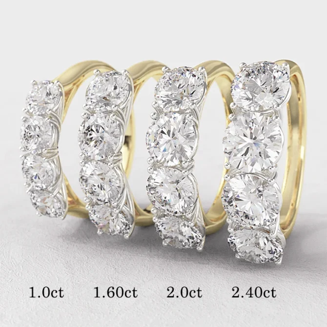Four stone diamond ring in yellow gold with white head et4001 4 in a row