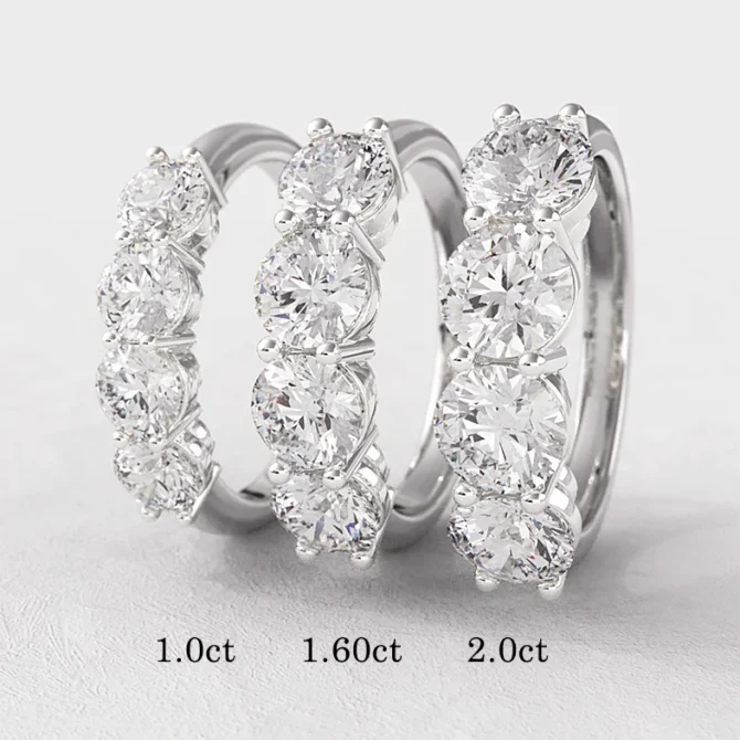 Four stone diamond eternity rings in 18k white gold and platinum made in Dublin Ireland et4002