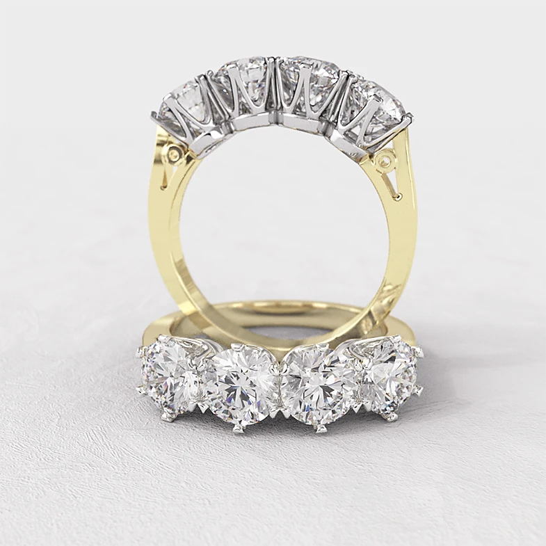 Vintage Style Four Stone Ring – Lab-Grown Diamonds ET4003 Lab