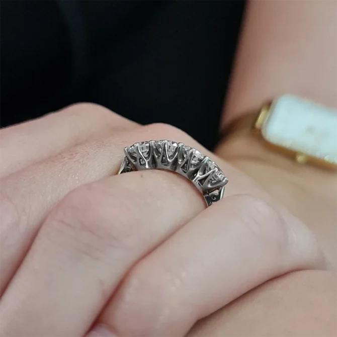 vintage style 4 stone diamond eternity ring made in Ireland on hand ET4003-2