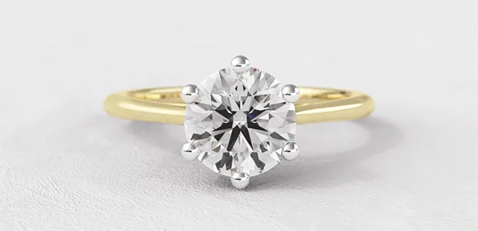 6 claw diamond solitaire engagement sr1025 1ct in yellow gold