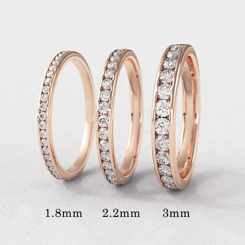 Channel Set 18k Rose Gold Diamond Wedding Rings Ireland WR1002