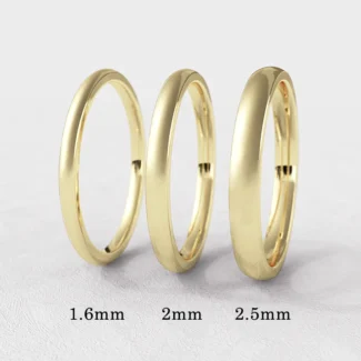 D shape rounded court ladies plain 18k yellow gold wedding ring